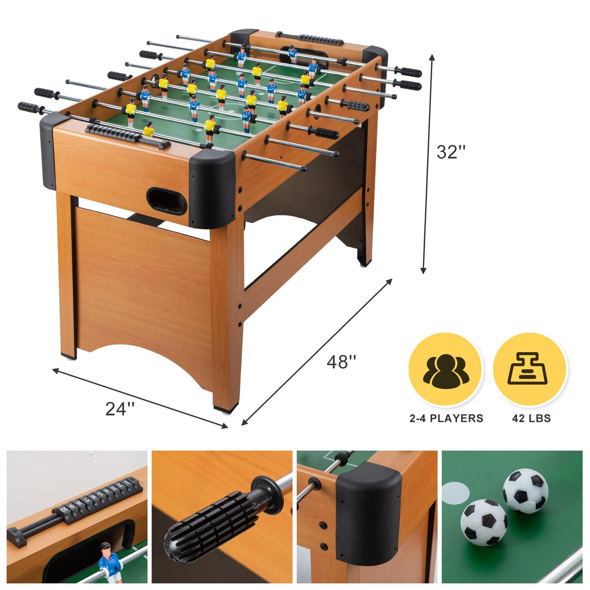 Foosball Table Kids - 4 FT Soccer Game Regulation Competition Full Size Sports