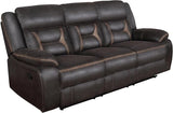 Greer Upholstered Motion Reclining Loveseat, Brown