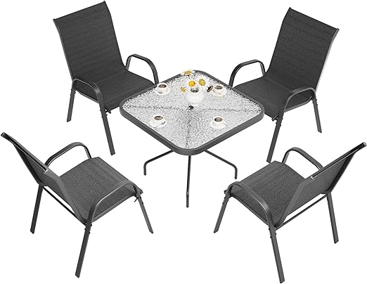 Patio Dining Chairs Set of 4, Outdoor High Stacking Chairs