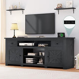 Farmhouse TV Stand, Entertainment Center with Power Outlet for TVs Up to 80 Inch,