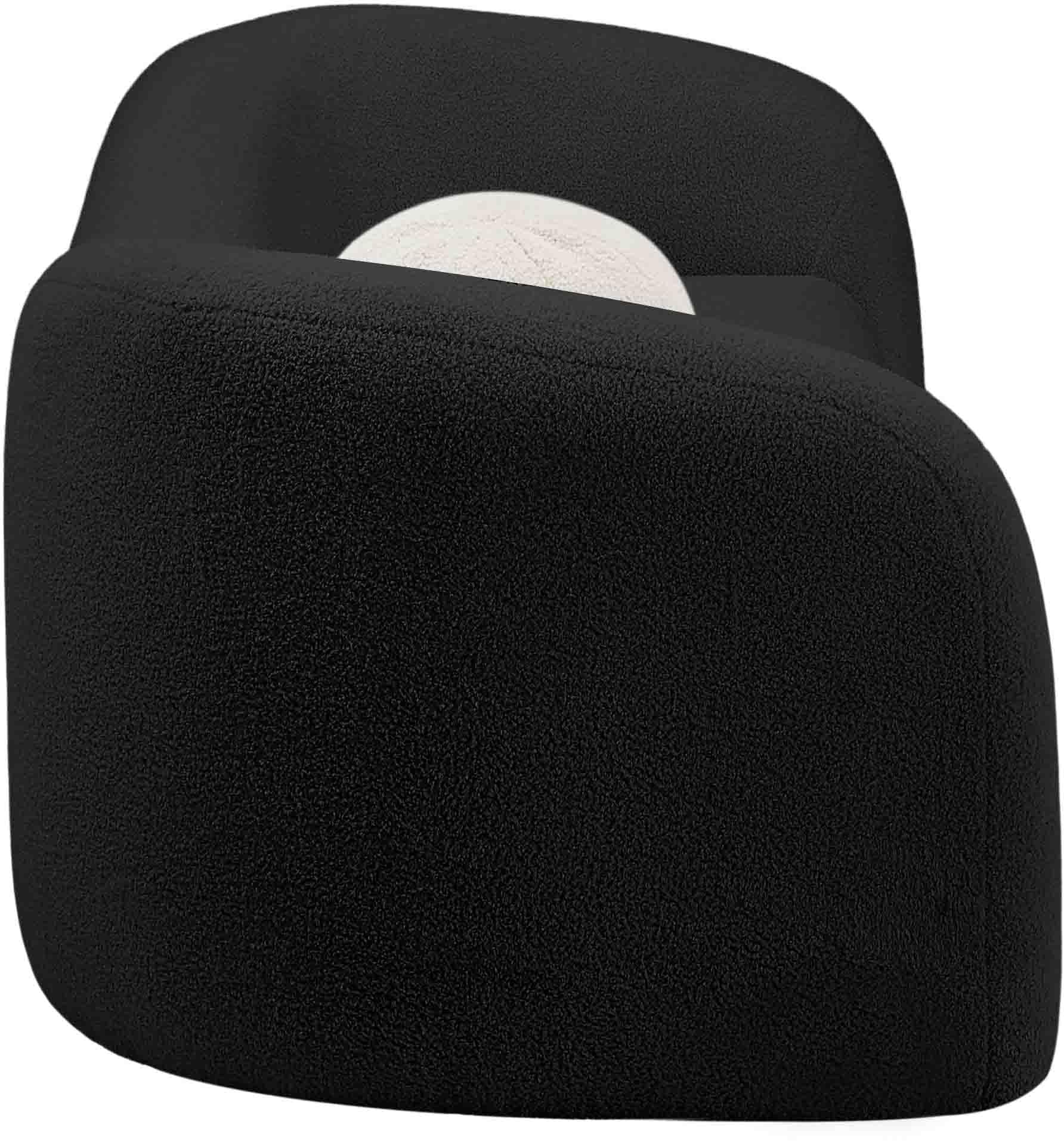 Contemporary Sofa with Soft Black Faux Shearling