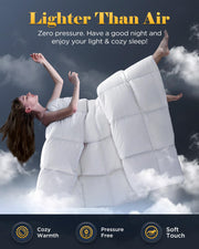 3D Baffle Box Real Down Comforter, 750 Fill-Power Ultra-Soft Down Duvet Insert, All Season White Feathers Down Twin Comforter, Medium Warm Bed Comforter, Fluffy and Cozy, 8 Corner Tabs - 68" X 90"