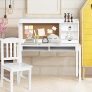 Kids Desk and Chair Set, Children Study Writing Desk w/Chair, Hutch, Storage, Drawers
