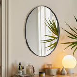 Oval Black Bathroom Mirror 24'' x 36'' Matte Black Metal Framed Vanity Mirror