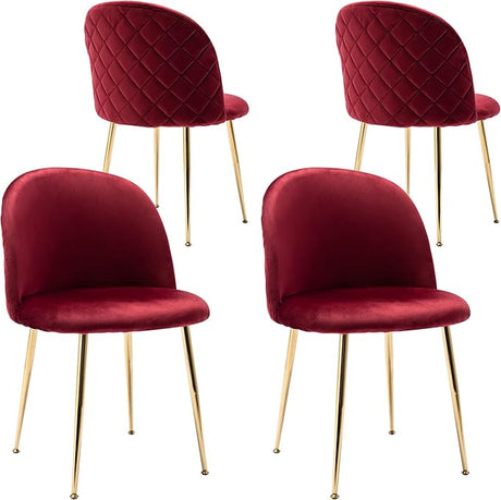 Set of 4 Velvet Dining Room Chairs, Velvet Fabric Upholstered Hostess Dining Chairs,