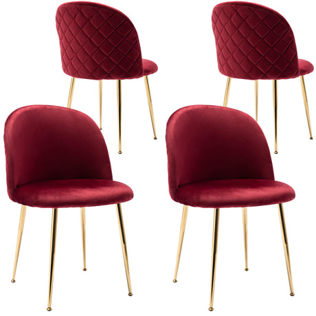 Set of 4 Velvet Dining Room Chairs, Velvet Fabric Upholstered Hostess Dining Chairs,