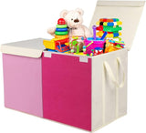 Large Kids Toy Box Chest Storage organizer with Double Flip-Top Lid - Collapsible Sturdy Toy Organizers And Storage Bins