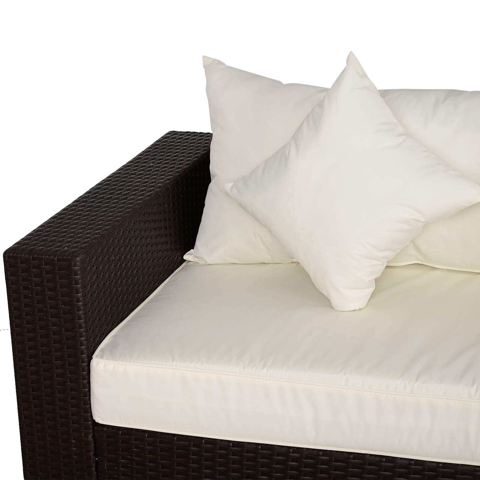 Outdoor Sofa, PE Rattan Wicker Loveseat, Outdoor Couch with 2 Throw Pillows
