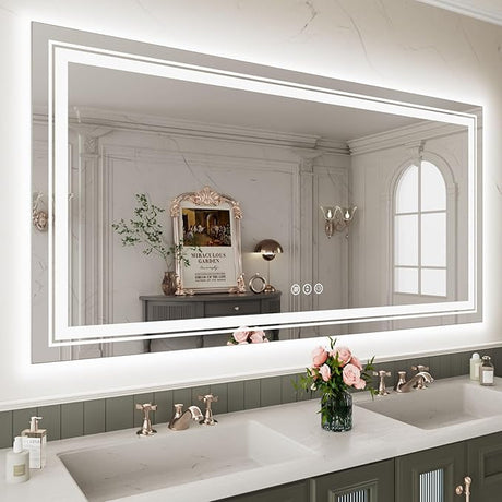 LED Bathroom Mirror 40"x36" with RGB Backlit and Front Light,Stepless Dimmable