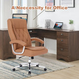 Leather Executive Office Chair with Arms and Wheels, High Back Ergonomic Computer