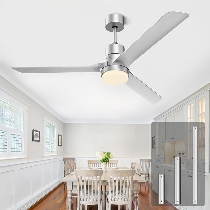 Ceiling Fans with Lights and Remote,52”Black Indoor and Outdoor Ceiling Fan