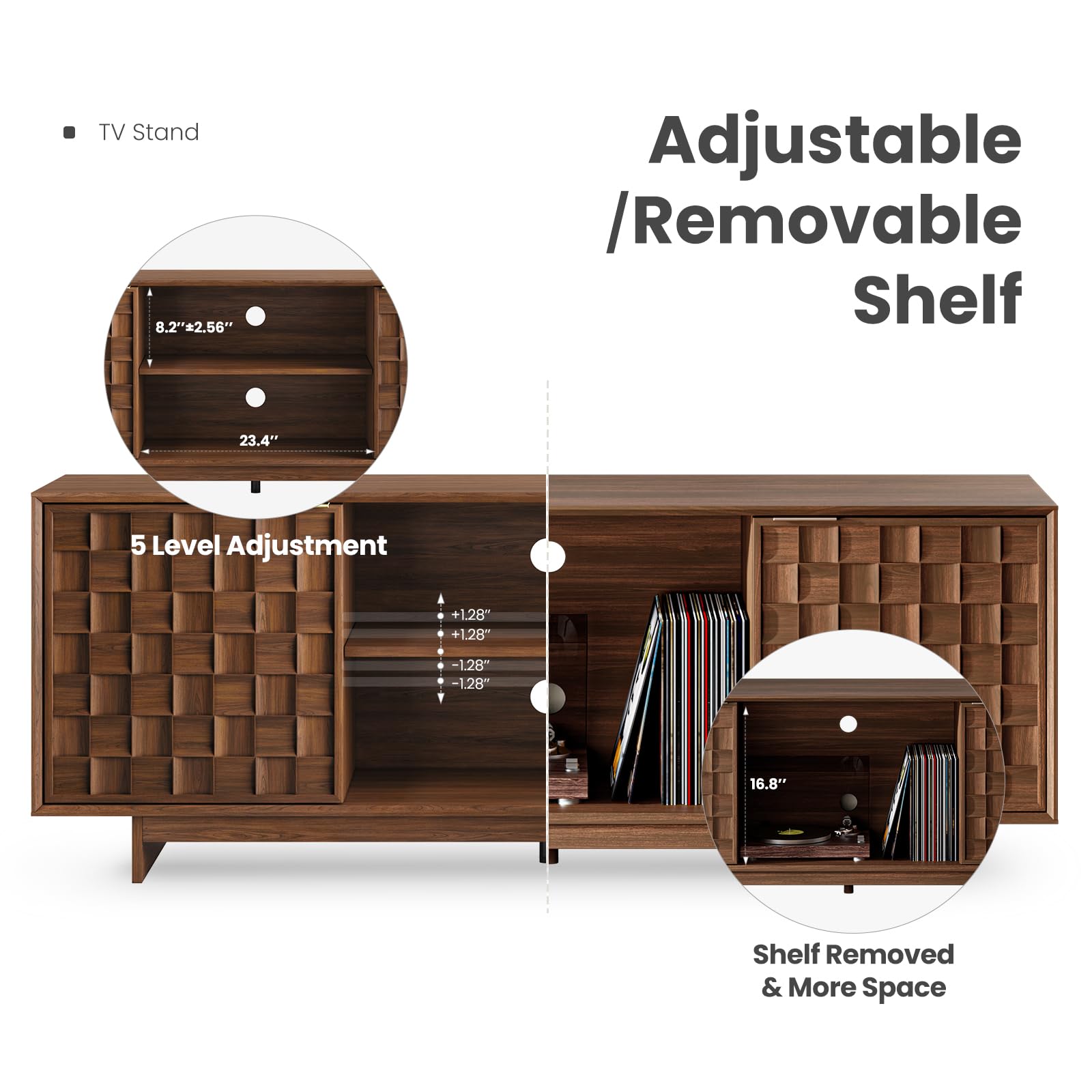 59" Mid-Century Modern TV Stand with Storage