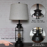 Table Lamps Set of 2 with USB Port 3 Way Dimmable Touch Lamps 28.5" Tall Rustic