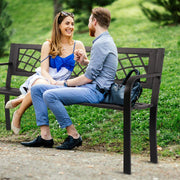Patio Park Garden Bench Outdoor Metal Benches,400 lbs Cast Iron Steel Frame Chair