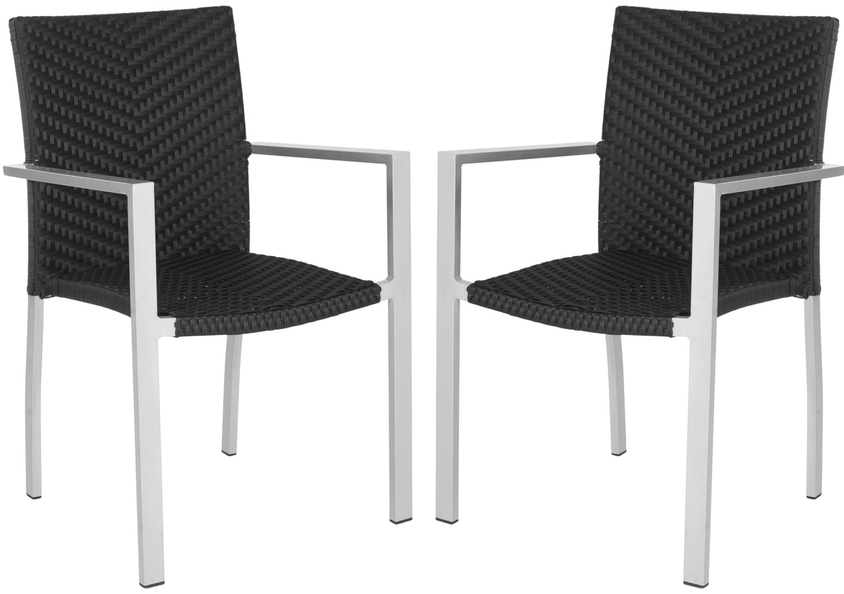 Home Collection Cordova Black Indoor-Outdoor Stacking Arm Chair