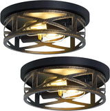 2 Pack Flush Mount Ceiling Light,Farmhouse Hallway Lighting Fixtures Ceiling,Industrial