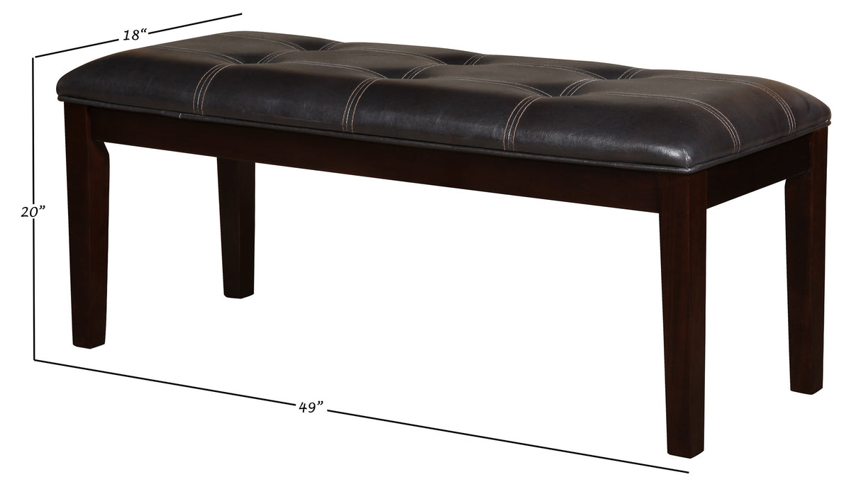 Dining Bench, 49-Inch, Western, Dark Brown