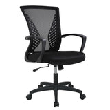 Office Chair Desk Chair Computer Chair Ergonomic Chair Adjustable Executive Mesh Mid Back with 360 Degree Swivel Wheels Lumbar Support Armrest (Black)