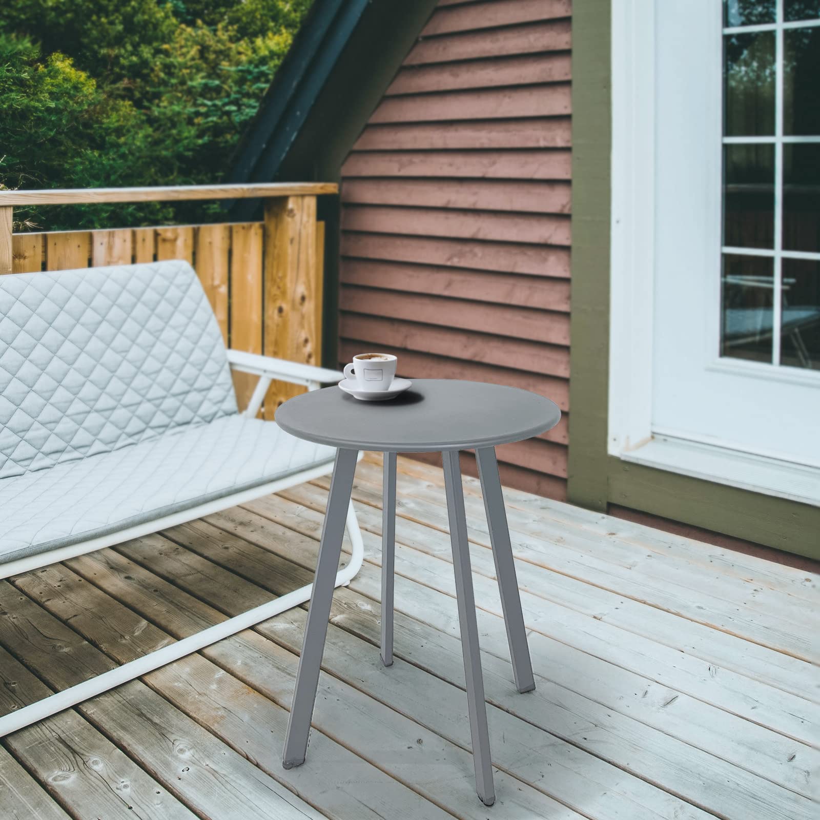 Outdoor Side Table, Weather Resistant Patio Small Side Table Outdoor Indoor Round