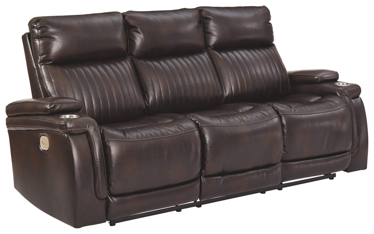 Design by Ashley Team Time Modern Faux Leather Power Reclining Sofa