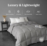 MAXICOZY Luxury Feather Down Comforter King Size, All Seasons Duvet Insert, Ultra-Soft 750 Fill Power Bed Comforters Hotel Collection, Fluffy Medium Warmth, (106x90, Grey)