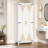 72" Tall Storage Cabinet, Modern Kitchen Pantry Cabinet with Carved Design for Doors