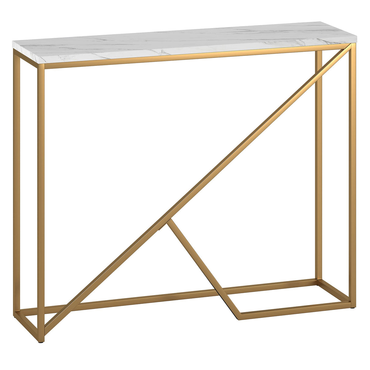 Stella Console Table, 36" Wide, Gold/White