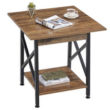 End Table 24 inch Industrial Design Side Table with Storage Shelf for Living Room