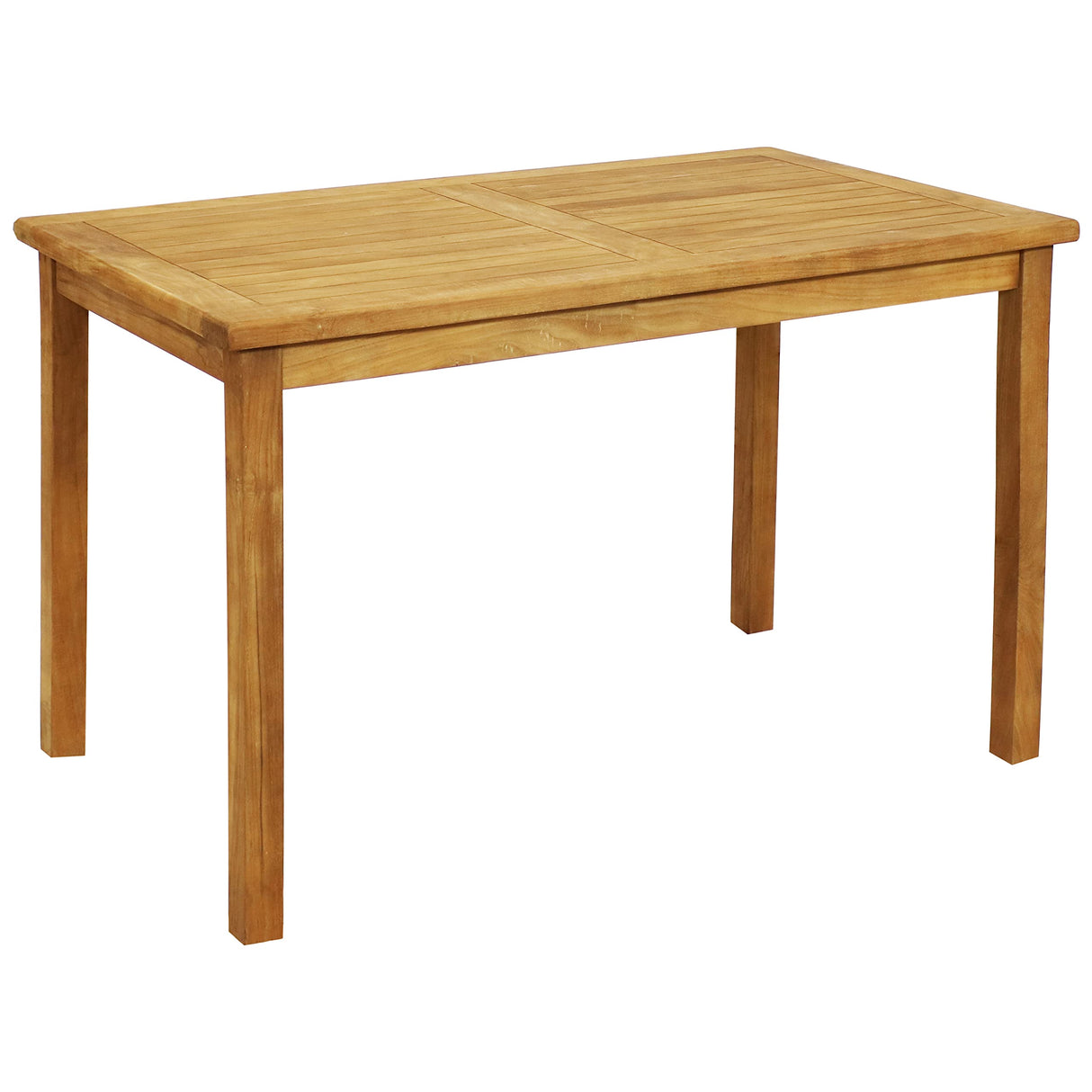 Rectangular Solid Teak Outdoor Dining Table - Light Wood Stain Finish - 47-Inch
