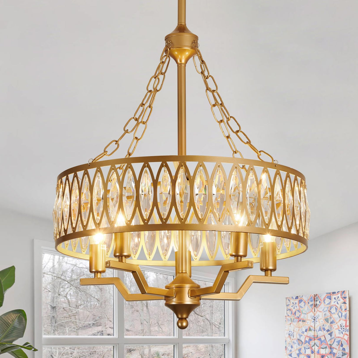 Crystal Chandelier Modern 5-Light Crystal Chandelier Light Fixtures Dining Room