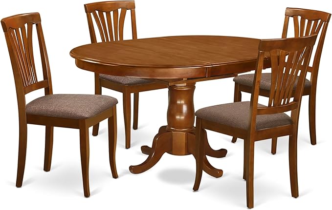 POAV7-SBR-C 7 Piece Modern Dining Table Set Consist of an Oval Wooden Table with Butterfly