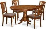 POAV7-SBR-C 7 Piece Modern Dining Table Set Consist of an Oval Wooden Table with Butterfly