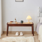 40" Wooden Dining Bench with Hand Woven Rattan Seat