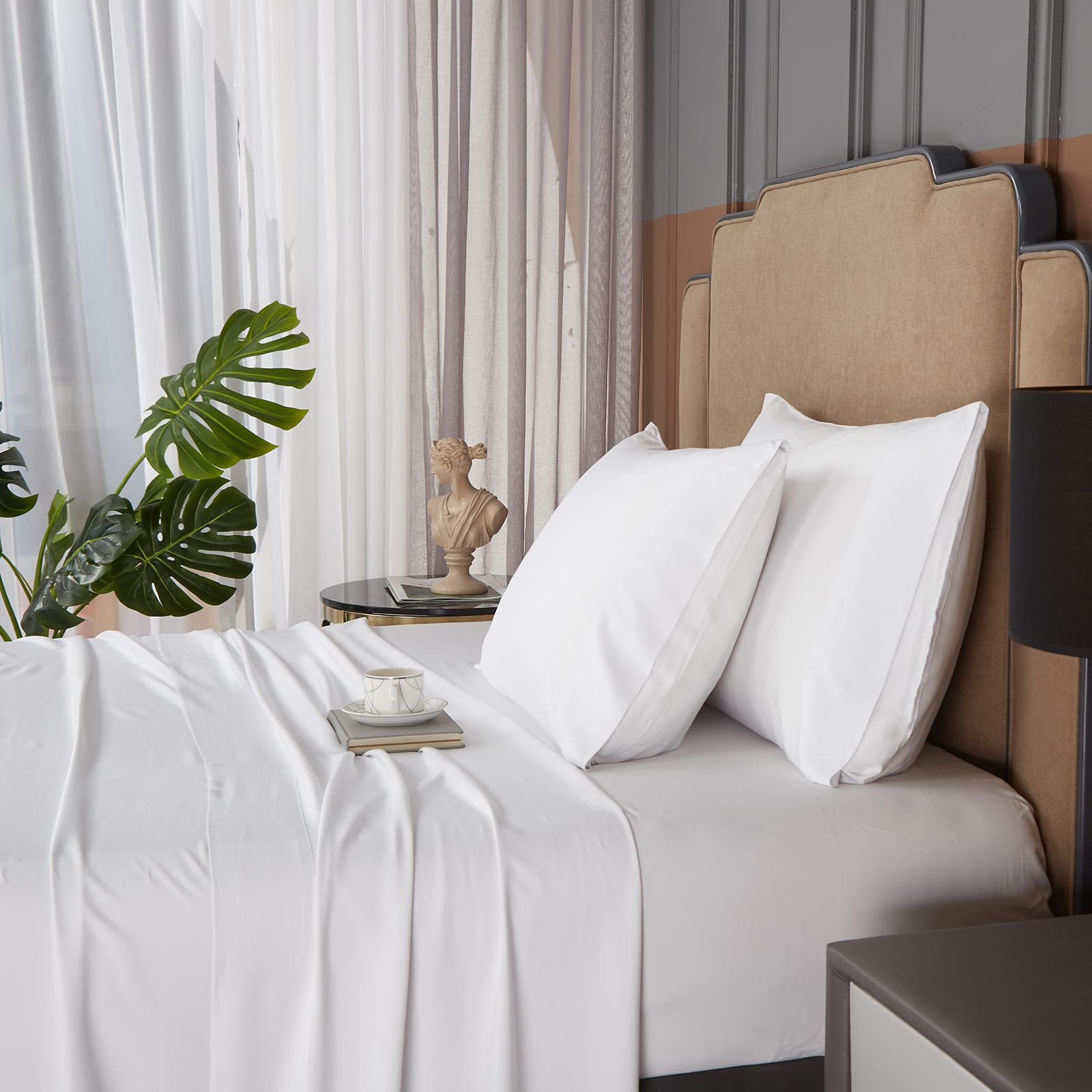 King Size Sheet Set,Rayon Derived from Bamboo, Deep Pocket Sheets Fits 18"-24" Thick