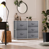 Dresser with 5 Drawers - Chest Organizer Unit with Steel Frame Wood Top & Handle