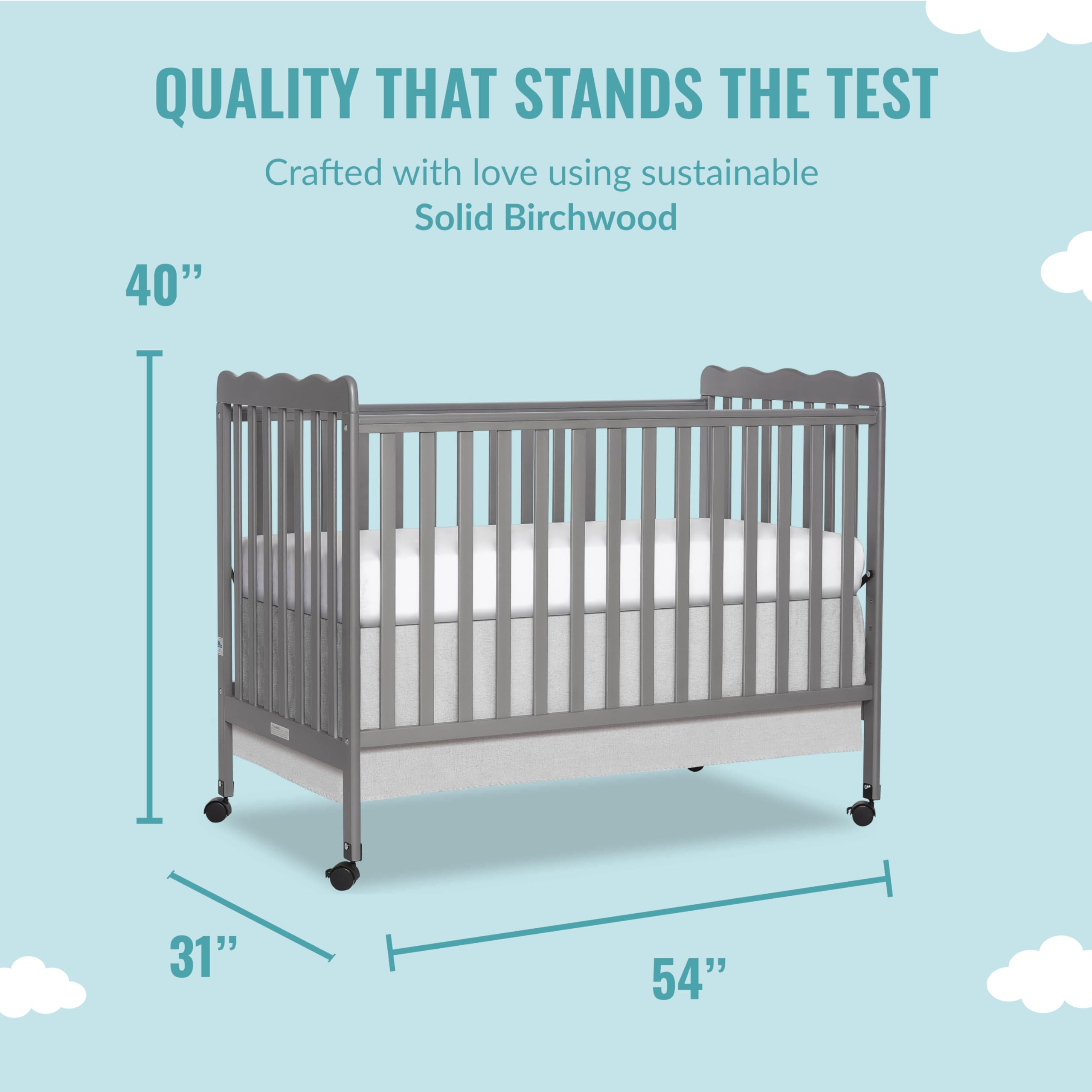 Carson Classic 3-in-1 Convertible Crib in Steel Grey