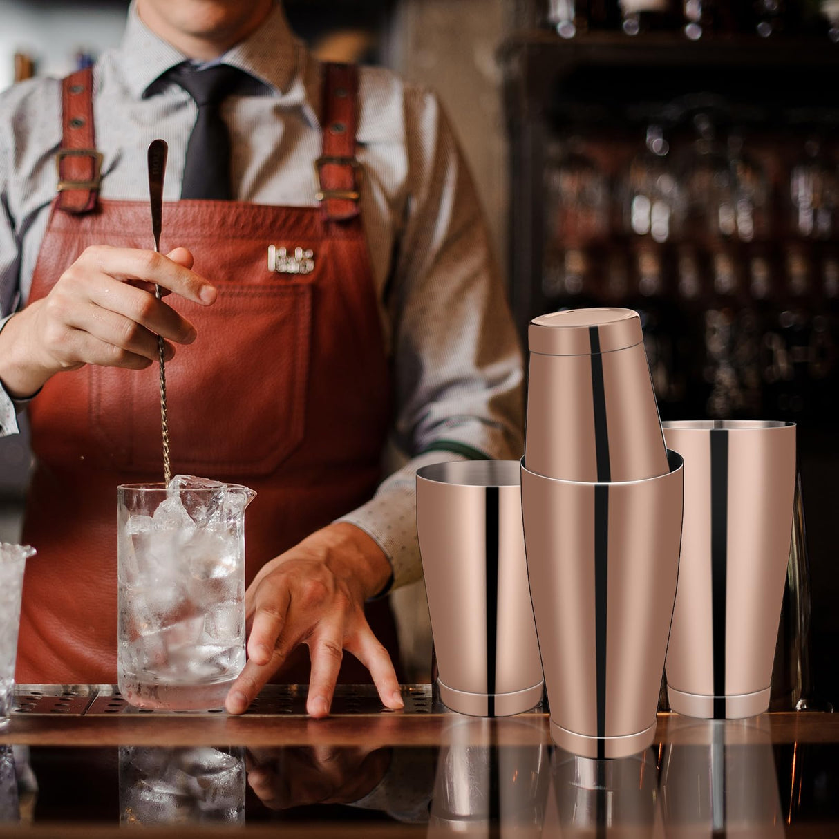 6 Pcs Cocktail Shakers Professional Bar Shaker Boston Shaker Set Stainless