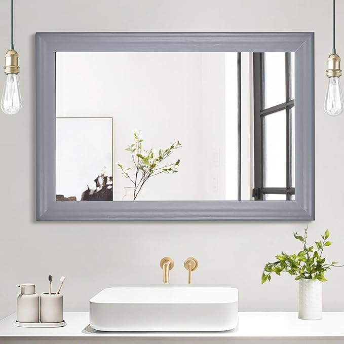 Solid Wood Framed Rectangle Bathroom Mirrors