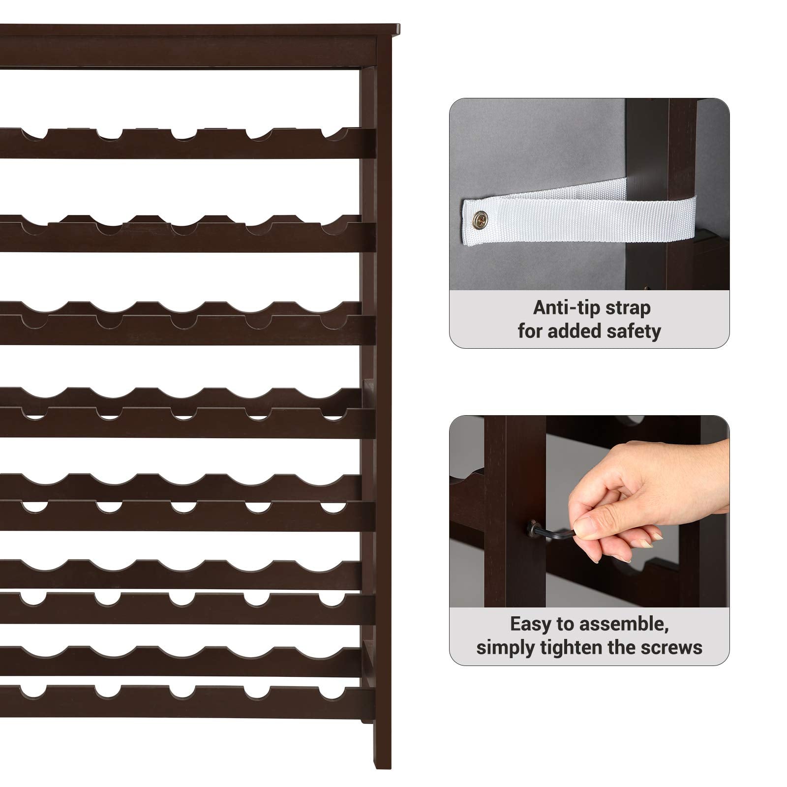 42-Bottle Wine Rack Free Standing Floor, 7-Tier Display Wine Storage Shelves