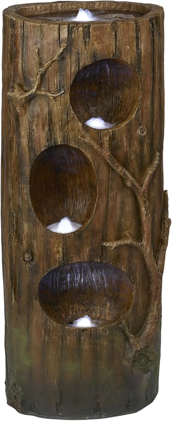 TZL132 Outdoor Floor 5-Tier Log Fountain with LED Lights