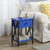 Modern Side End Table, Nightstand Storage Shelf with Bin Drawer for Living Room,