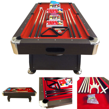 8' Feet Billiard Pool Table with Automatic Ball Return System on The Short Side Snooker Full Set Accessories Game