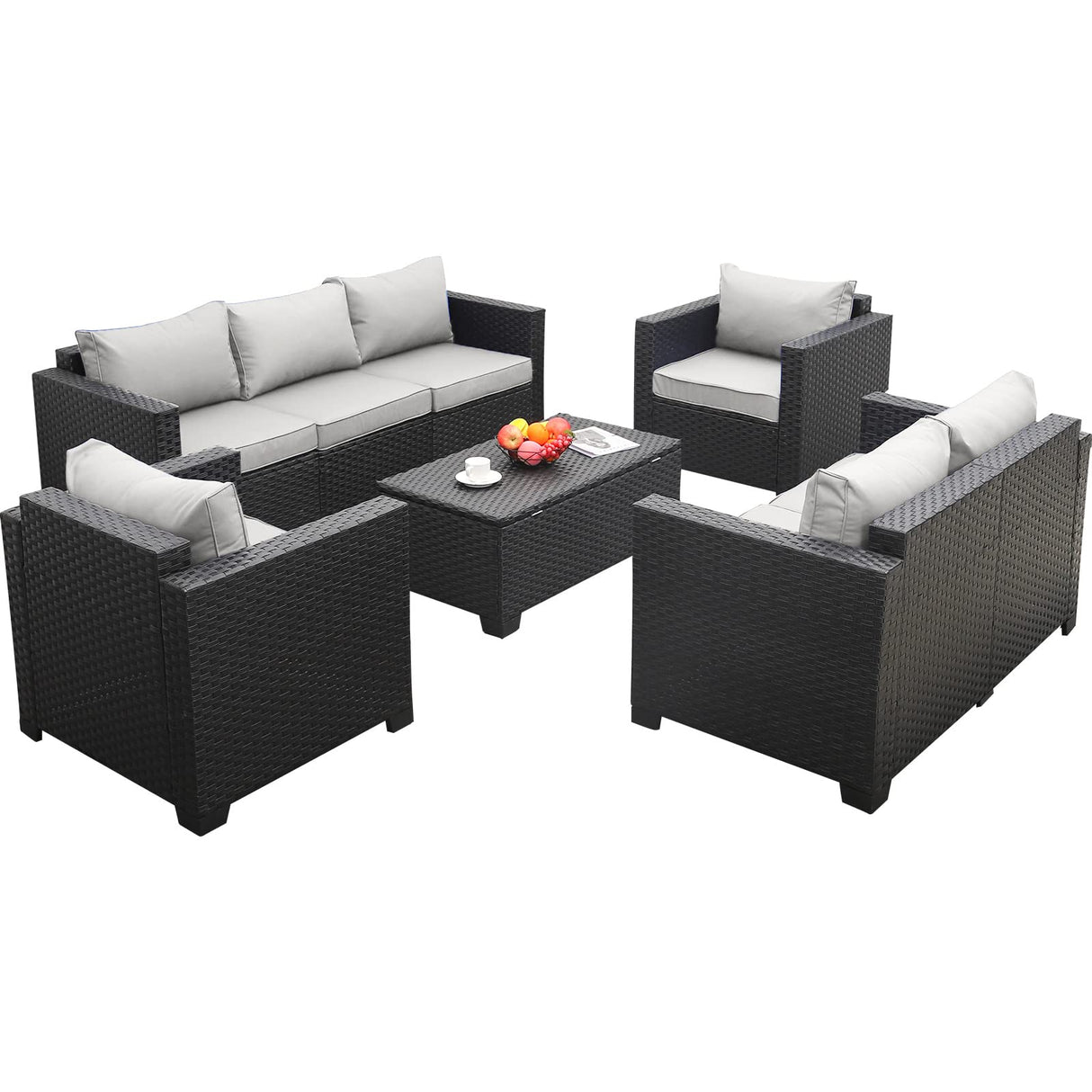 5-Piece Patio Furniture Sofa Set Outdoor Wicker Sectional Couch