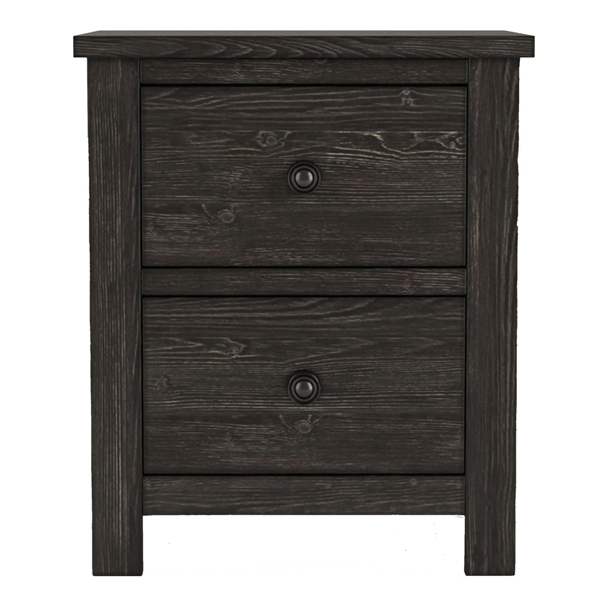 of America Orwood Solid Wood 2-Drawer Nightstand with USB Charger, Felt-Lined Top