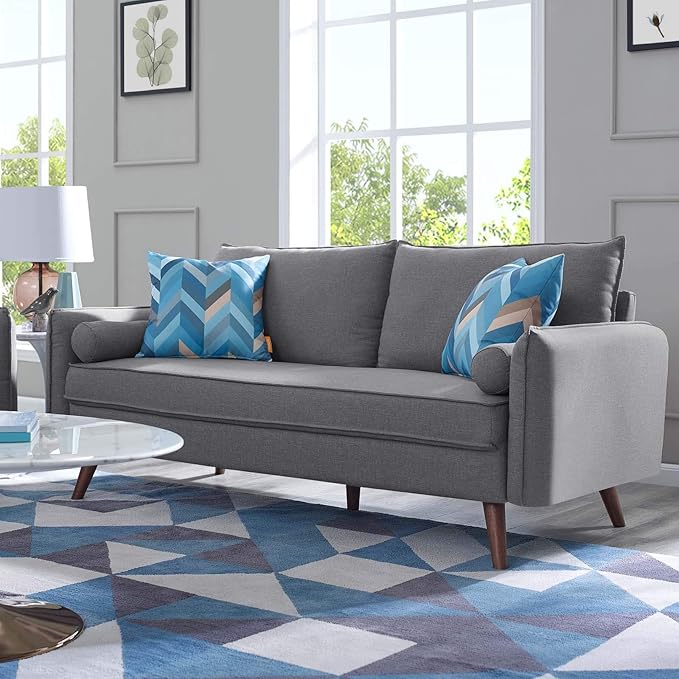 Revive Contemporary Modern Fabric Upholstered Loveseat In Teal