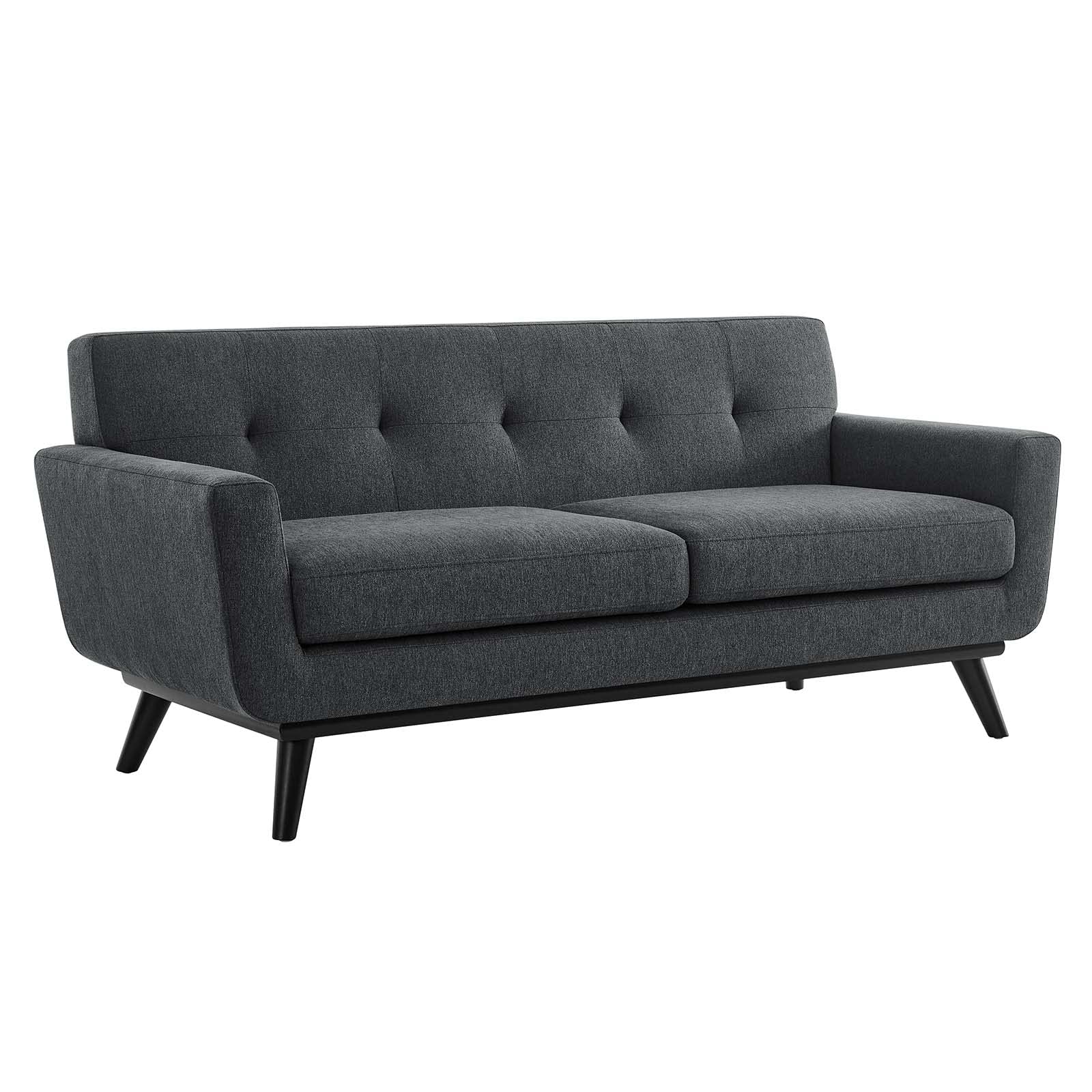 Engage Herringbone Fabric Loveseat, Charcoal
