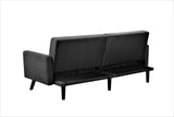 Velvet Square Arm Sofa Bed Sofabed, Dark Grey