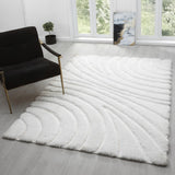 Lantanas Cream 8x10 Modern Shag Geometric Area Rug