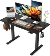 Standing Desk, Adjustable Desk, 48 x 24 Inches Stand Up Desk with Splice Board, Adjustable Height Desk, Electric Desk Computer Desk for Home Office, Black Frame/Rustic Brown Top