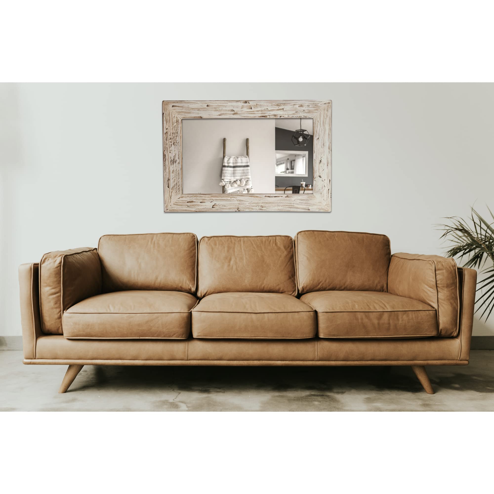 Rectangular Solid Lime Wood, Cream Finish Mirror